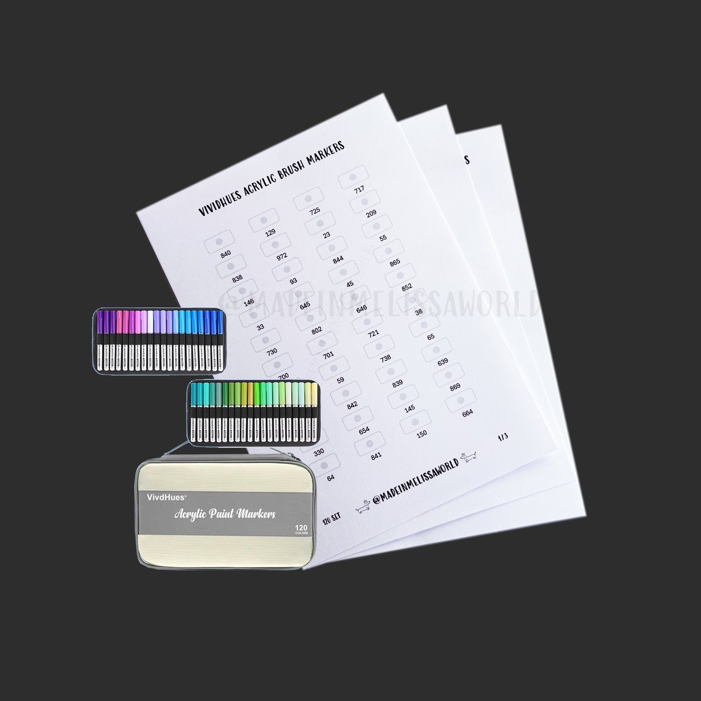 VIVIDHUES ACRYLIC BRUSH MARKER SWATCHES