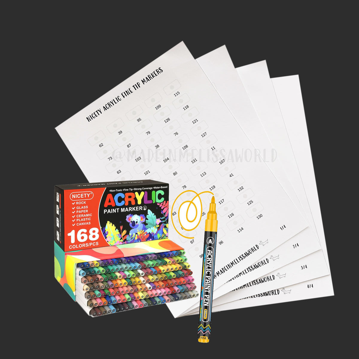 NICETY ACRYLIC FINE TIP MARKER SWATCHES