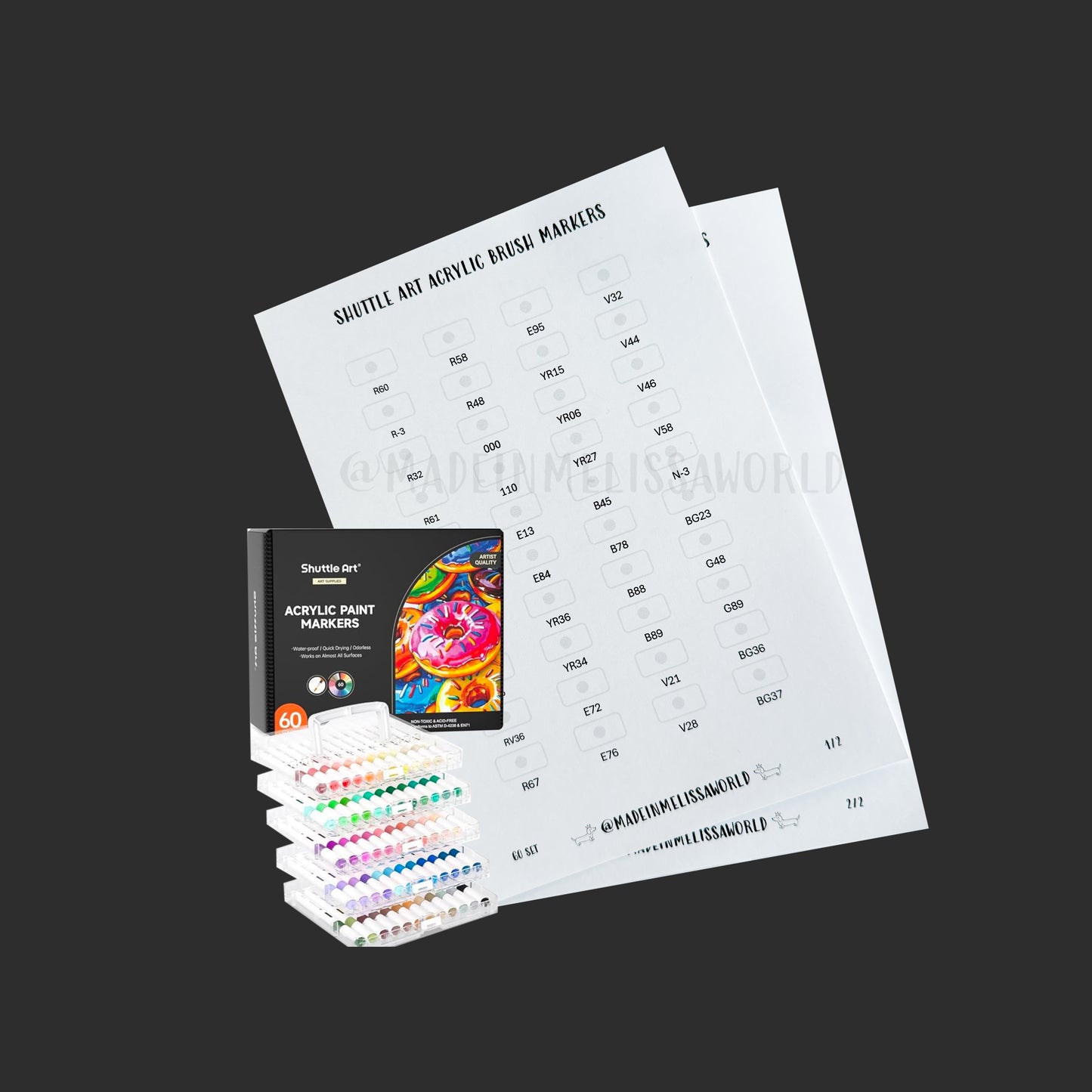 SHUTTLE ART ACRYLIC BRUSH MARKER SWATCHES