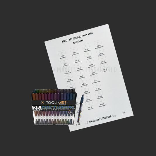 TOOLI-ART EXTRA FINE TIP ACRYLIC PAINT PEN SWATCHES