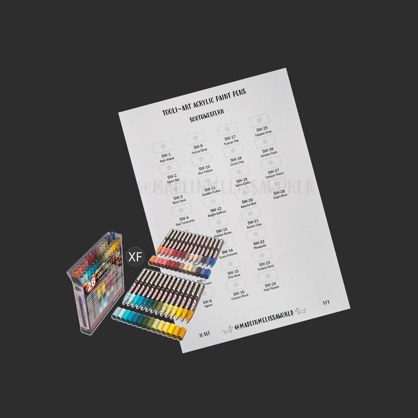 TOOLI-ART EXTRA FINE TIP ACRYLIC PAINT PEN SWATCHES